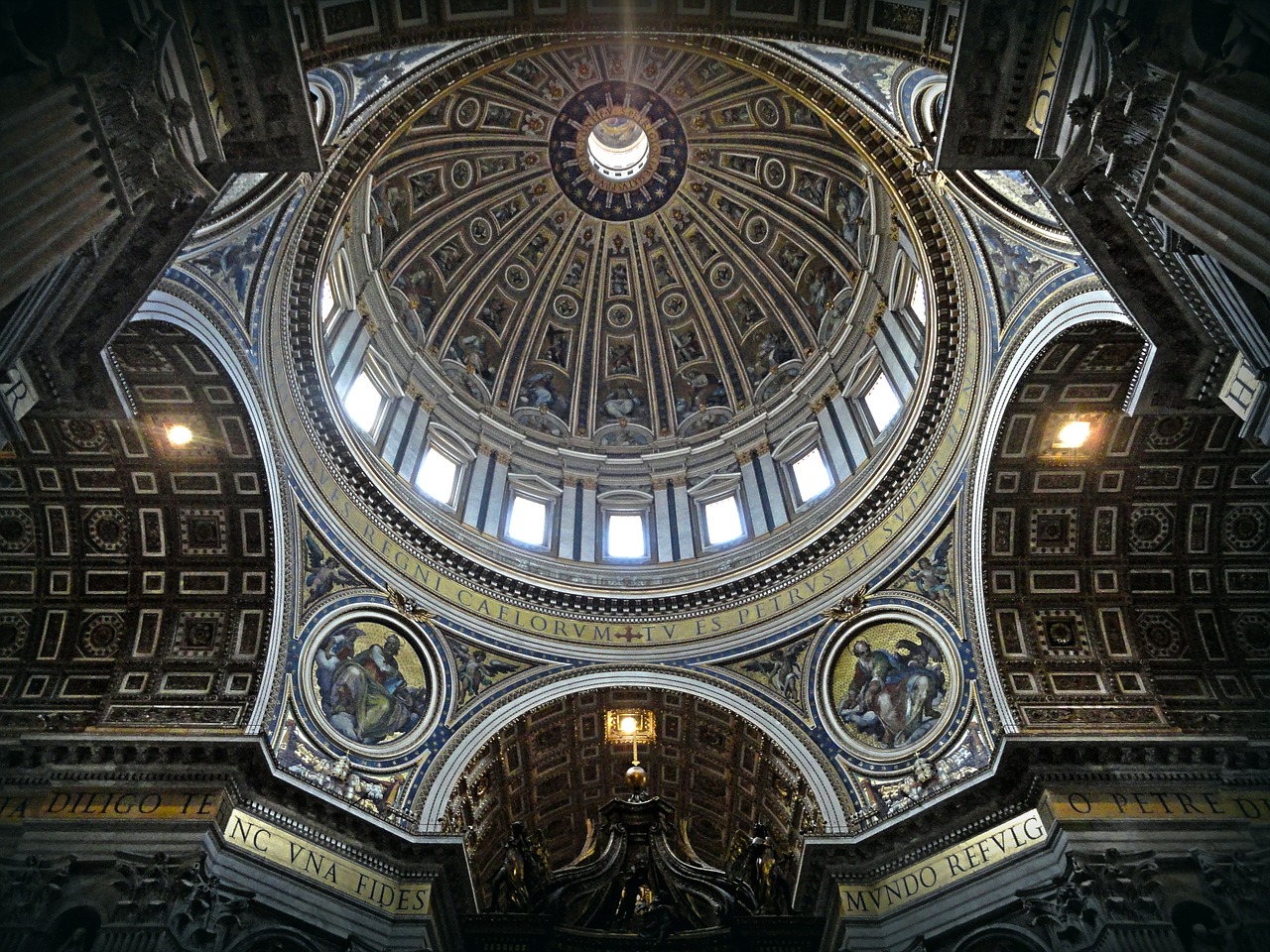 View of the Saint Peter's Basilica's dome from inside